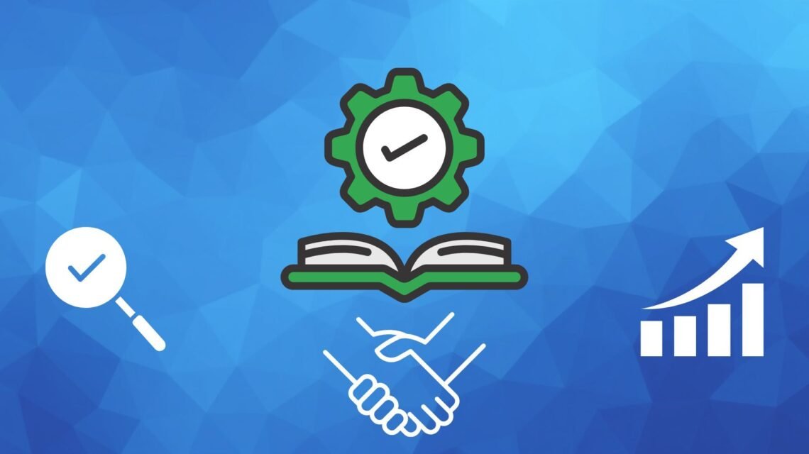 Blue background with trsut icons, representing governance iniGaming