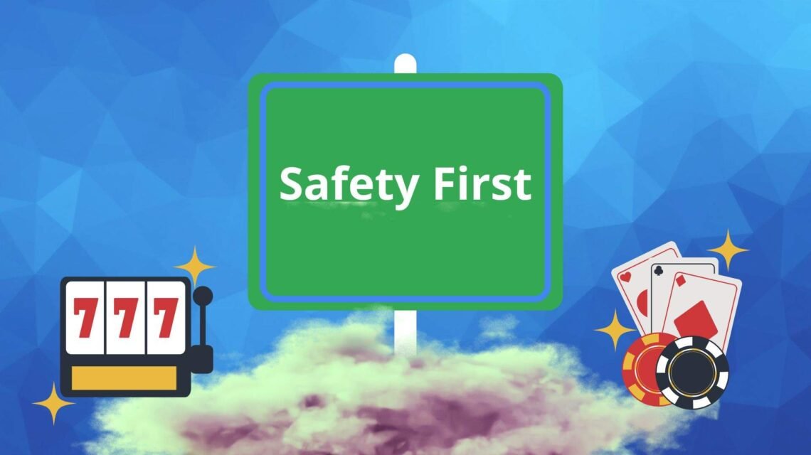 Safety sign and gambling icons, representing safer gambling and esg